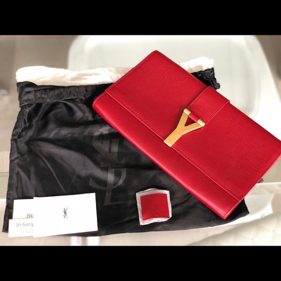 Saint Laurent 'Y' Large Leather Clutch - Picture 8 of 8